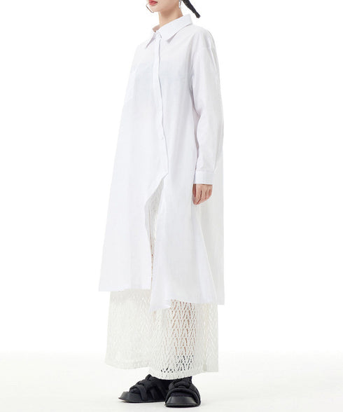 Diagonal Button Long Blouse